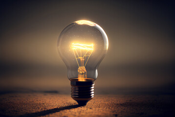 Glowing light bulb. Creativity and idea concept background 3D Illustration