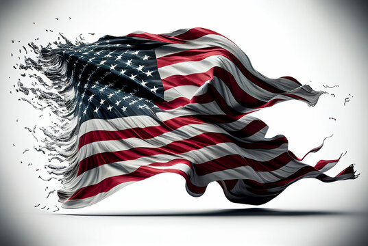American flag on white background 3D Illustration