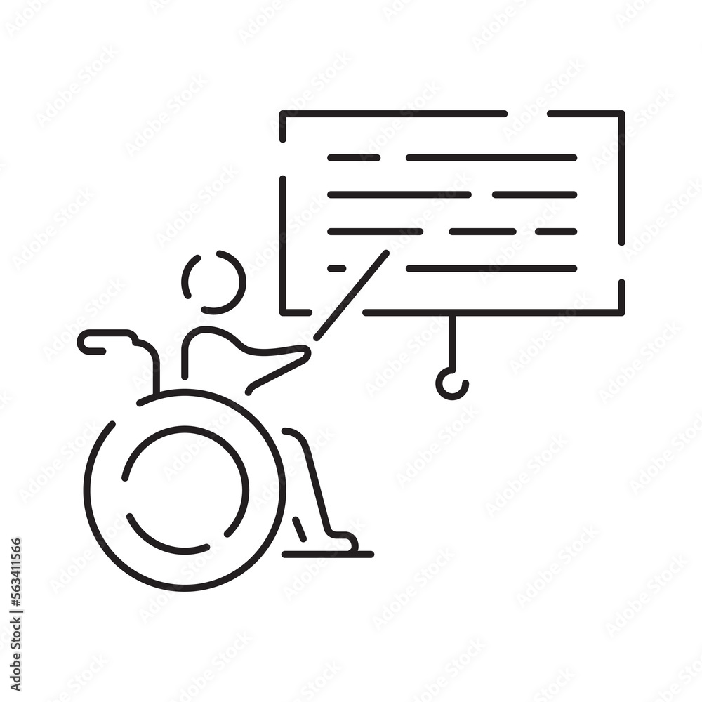 Wall mural disabled people line icon, outline vector symbol, linear style pictogram. signs, logo illustration. 