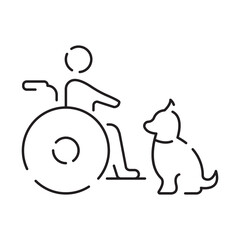 Disabled people line icon, outline vector symbol, linear style pictogram. Signs, logo illustration. wheelchair, older, handicapped, deaf and Social issue