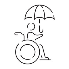 Handicap or Disabled thin line icon. Vector illustration wheelchair, older, handicapped, deaf and Social issue outline icon