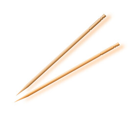 Wooden toothpick. Macro. Bamboo Toothpick small sharp. Vector
