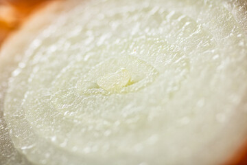A slice of onions. Macro background. 