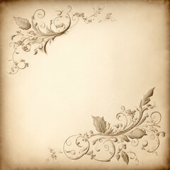 Faded paper background texture with ink illustration swirls