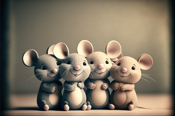 Cute smiling mice copy space, created with Generative AI technology