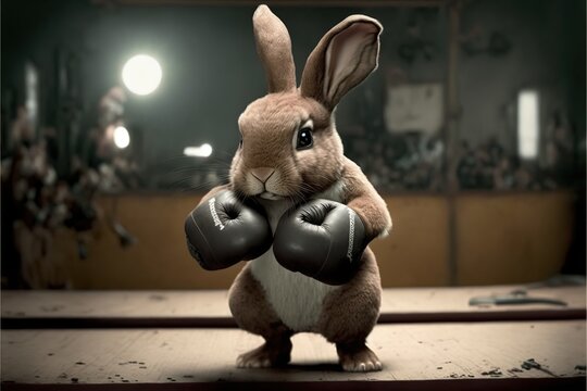 Boxing rabbit, created with Generative AI technology