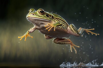 Jumping frog, created with Generative AI technology