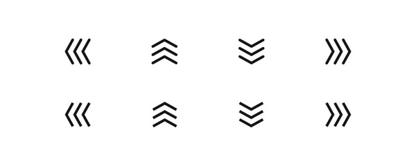 Swipe icon. Arrow up, down, left, right symbol. Button scroll signs. Finger drag symbols. Move interface icons. Black color. Vector sign.