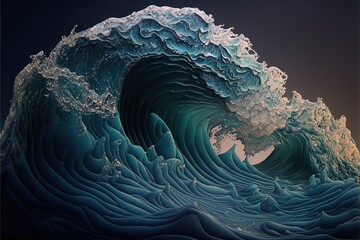 Waves on ideal liquid, created with Generative AI technology