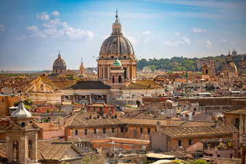 Plakat View of the city of Rome from above, from the terrace of the Pincio hill. Italy.