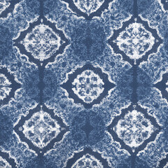 Blue and White Ikat Pattern. Shibori Background. Generative AI. 