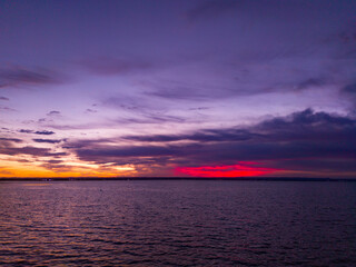 A yellow and red sunset