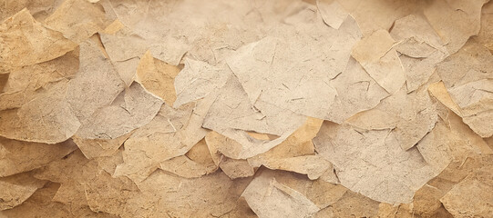 broken cardboard paper texture background in cream brown color with Generative AI technology