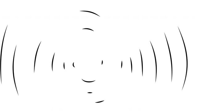Animation with dynamic doodle lines on a white screen. The concept of outgoing waves, rotation, velocity. Stock video in 4k with rotation.