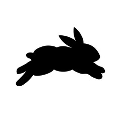 飛び跳ねるウサギのシルエット