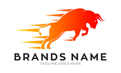 Bull running fast logo vector
