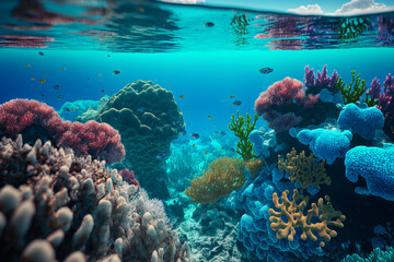 Fototapeta na wymiar Under the Sea Coral Kingdom Backdrop/Wallpaper