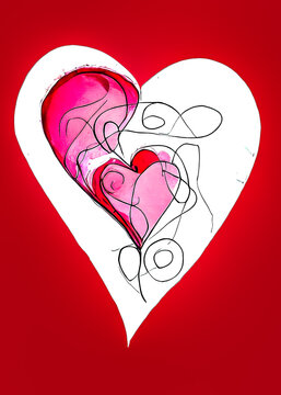 Beautiful Valentines day card heart design. Background illustration, generative ai.