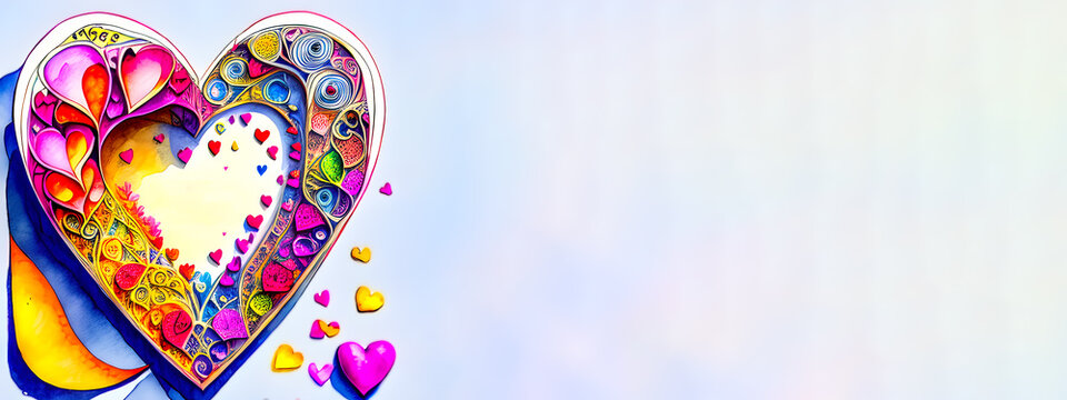 beautiful valentine's day hearts and love background illustration. generative ai