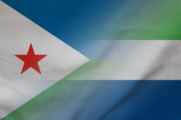 Obraz na płótnie Canvas Djibouti and Sierra Leone government flag international contract SLE DJI