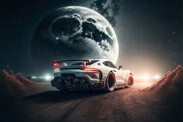Fototapeta na wymiar Concept Car standing on a fictional planet, generative AI