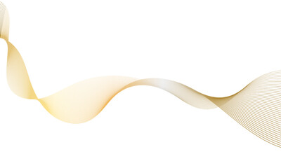 Abstract gold gradient wave element for design. Digital frequency track equalizer. Stylized line art background. Vector illustration. Wave with lines created using blend tool. Curved wavy line.