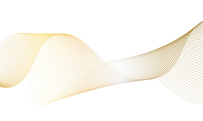 Abstract gold gradient wave element for design. Digital frequency track equalizer. Stylized line art background. Vector illustration. Wave with lines created using blend tool. Curved wavy line.
