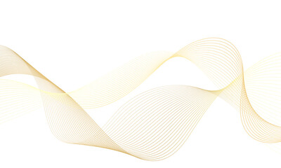 Abstract gold gradient wave element for design. Digital frequency track equalizer. Stylized line art background. Vector illustration. Wave with lines created using blend tool. Curved wavy line.