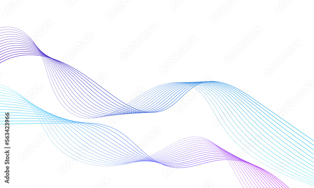 Wall mural abstract colorful gradient wave element for design. digital frequency track equalizer. stylized line