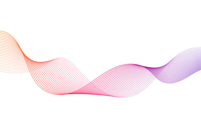 Abstract colorful gradient wave element for design. Digital frequency track equalizer. Stylized line art background. Vector illustration. Wave with lines created using blend tool. Curved wavy line.