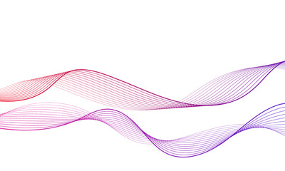 Abstract colorful gradient wave element for design. Digital frequency track equalizer. Stylized line art background. Vector illustration. Wave with lines created using blend tool. Curved wavy line.