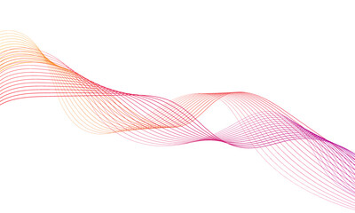 Abstract colorful gradient wave element for design. Digital frequency track equalizer. Stylized line art background. Vector illustration. Wave with lines created using blend tool. Curved wavy line.