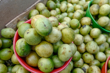 Umbu, Brazilian fruit, in street market stall