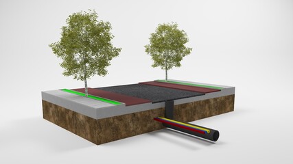 D&eacute;tail route 3D 