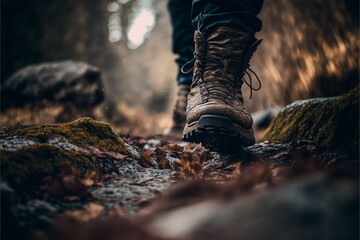 hicking through the mountains, background. generative ai