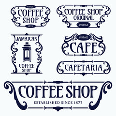 Flourish frames for coffee shop label, banner, logo, emblem, menu, sticker and other design