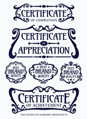 Flourish frames for certificate label, banner, logo, emblem, menu, sticker and other design