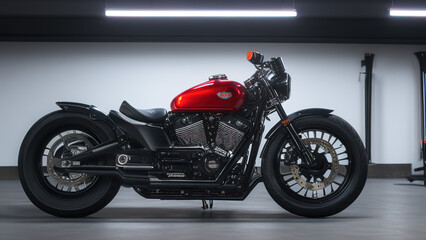 Obraz na płótnie Canvas motorcycle in a dark garage, generic, Generative AI
