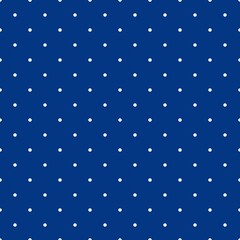Polka dot seamless pattern, white and blue, can be used in the design of clothing, fashion, bedding, curtains, tablecloths, notebooks, gift wrapping paper.