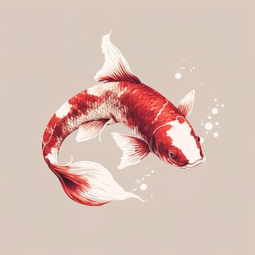 Red and white koi fish illustration