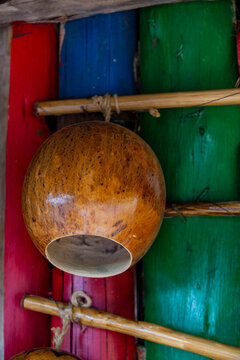 Cabasa, resonance box of the berimbau, brazilian music instrument
