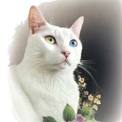 Obraz premium Odd-eyed khao manee cat