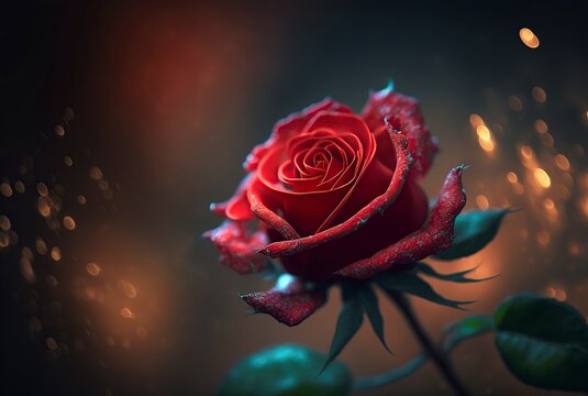 illustration of beautiful red rose, image generated by AI