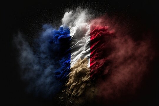 illustration of French flag in smoke, image generated by AI