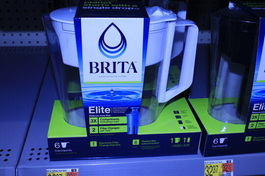 BRITA water filter Pitcher on a shelf at a store.