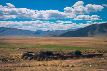 altiplano landscape in dry season, puno, peru