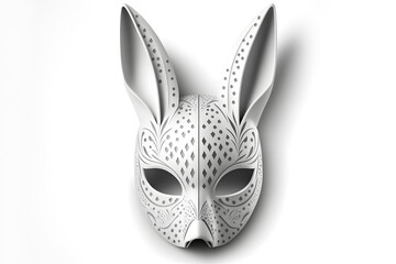 Venetian carnival mask isolated on white background.  Animal mask. Rabbit. Illustration. Vector illustration. With decorations. . Generative AI, Generative, Artificial Intelligence