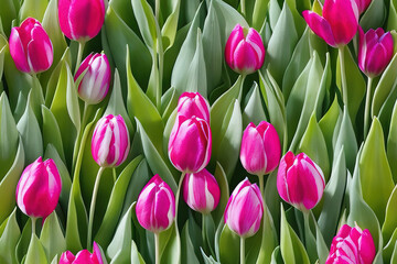 Colorful Dutch Tulips Seamless Wallpaper
