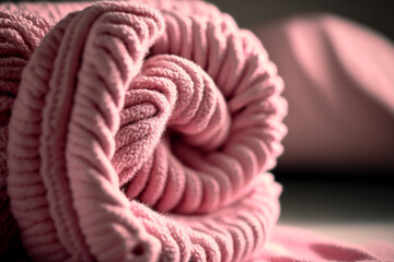 Obraz premium soft pink towel close up made by generative ai