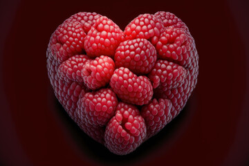 red raspberries in the shape of a heart made by generative ai